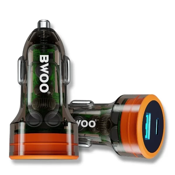 BWOO 38W USB-A+USB-C 2 in 1 Transparent Car Charger – CC85